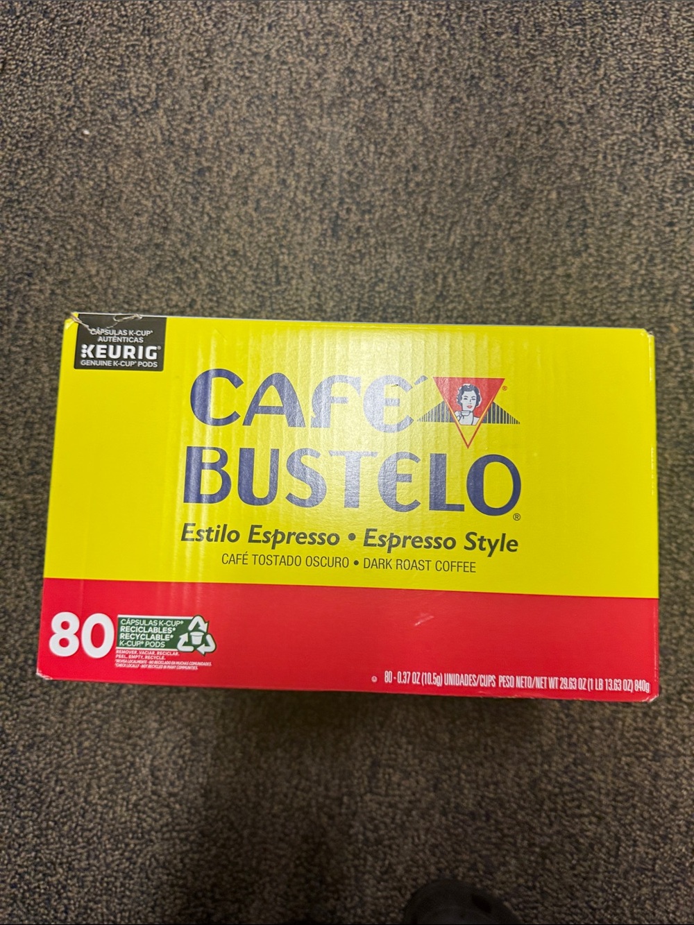 Espresso Style Dark Roast Coffee Pods - Yellow/Red, 74 pods.